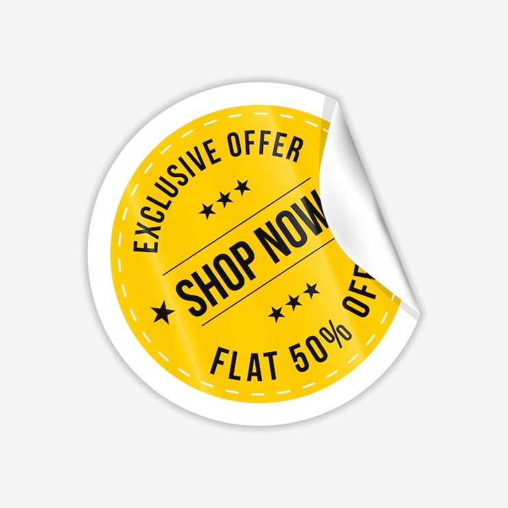 Vector realistische winkel nu gele ronde papieren vouwnotities zelfklevende couponvouwstickers met gebogen hoek