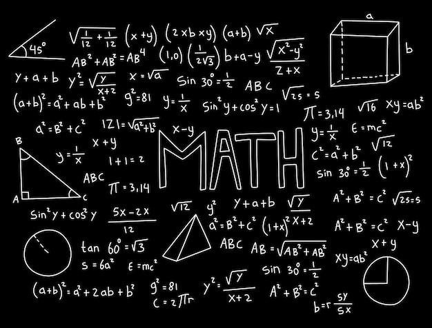 Vector realistische wiskunde schoolbord achtergrond afbeelding