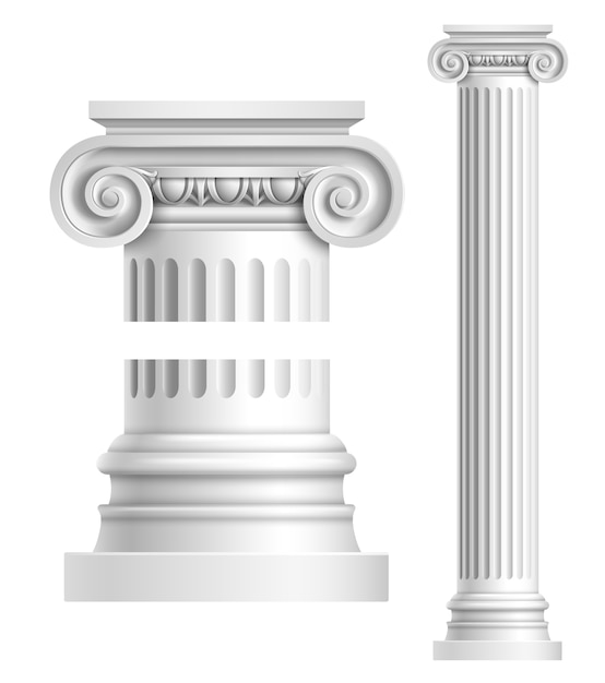 Realistische witte antieke kolom