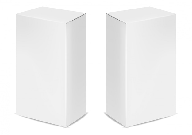 Realistische witte box set, 3D-pakket mochup, box voor cosmetica illustratie