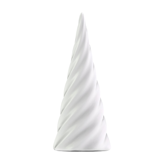 Realistische witte kerst abstracte dennenboom in de vorm van een spiraal. 3D-illustratieobject voor kerstontwerp, mockup. geïsoleerd op een witte achtergrond.