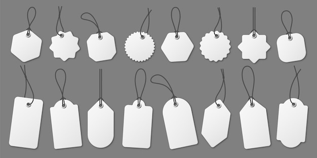 Realistische witte prijskaartjes collectie speciaal aanbod of inkopen korting etiket detailhandel papieren sticker
