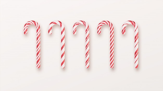 Realistische Xmas candy cane set geïsoleerd.