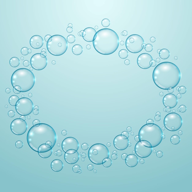 Realistische zeepbellen met regenboog reflectie schuim bubbels schittering vector
