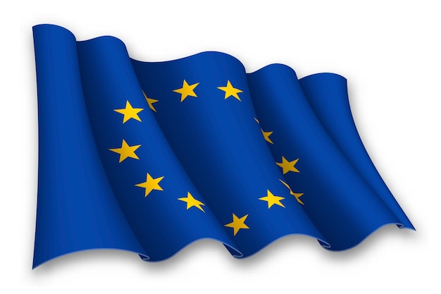 Realistische zwaaiende vlag van de Europese Unie