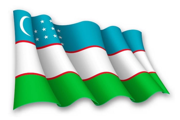 Vector realistische zwaaiende vlag van oezbekistan