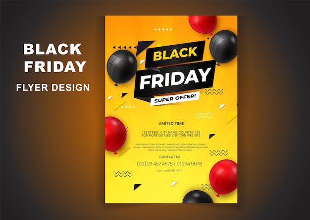 Realistische zwarte vrijdag super verkoop flyer poster ontwerpsjabloon