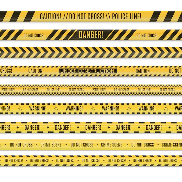 Realsitic бесшовные набор линии полиции и опасности ленты.