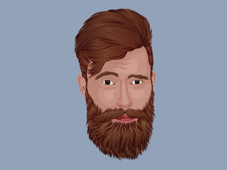 Vector realstic vector drawn graphic portrait of bearded man premium