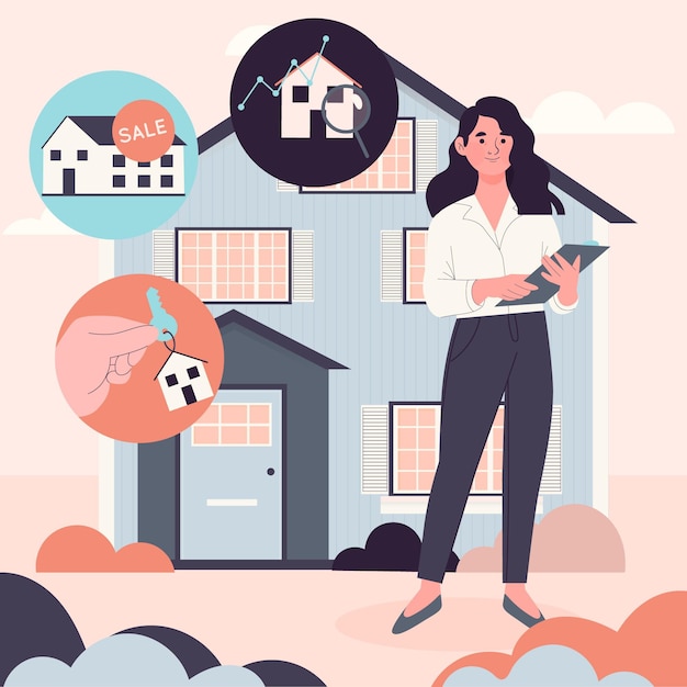 Vector realtor assistance illustration