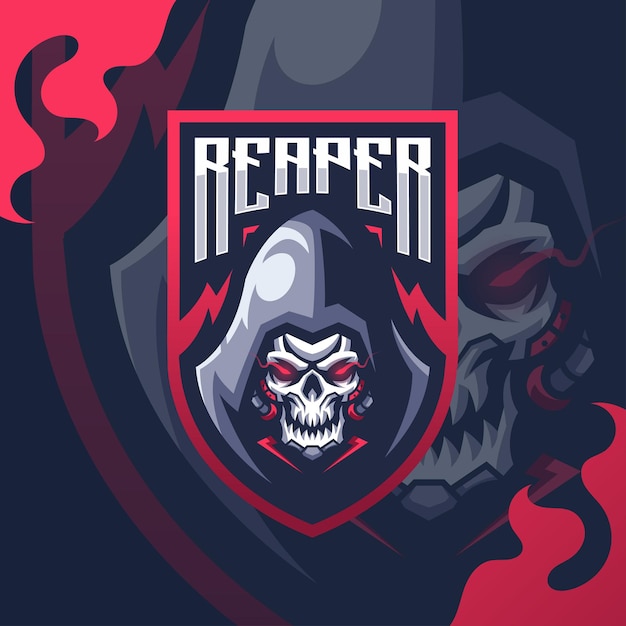 Reaper logo design for esport premium vector