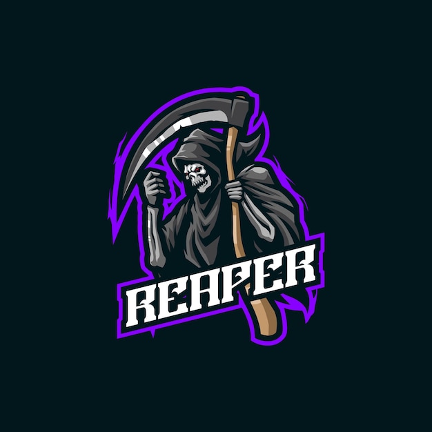 Reaper mascot logo design vector with modern illustration concept style for badge emblem and t shirt printing Reaper illustration for sport and esport team