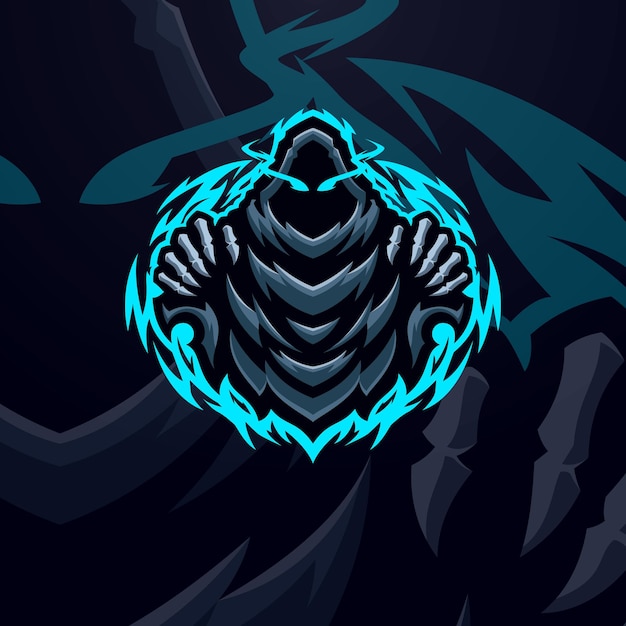 Reaper masscot logo esport illustratie premium vector