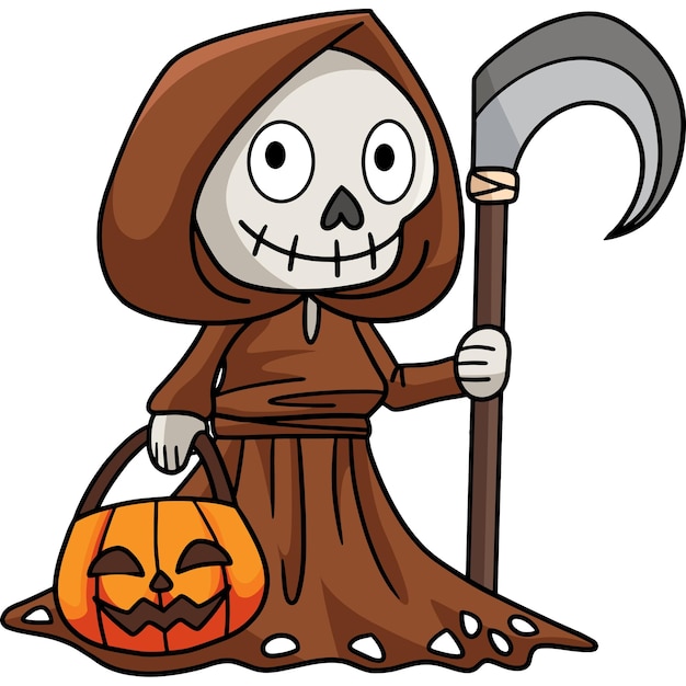 Reaper met een zeis Halloween Cartoon Clipart