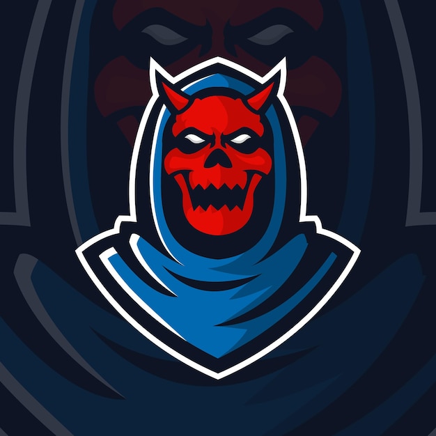 Reaper schedel mascotte gaming logo ontwerp