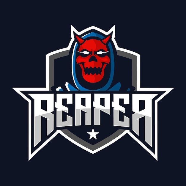 Reaper skull mascot gaming logo design