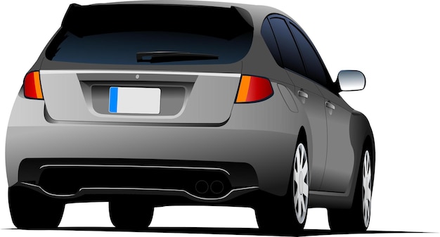 Rear side of gray car sedan on the road Vector illustration