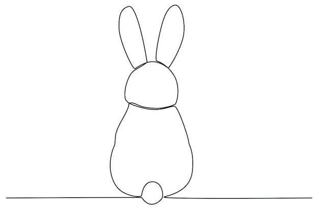 Rear view of a cute bunny Urban pet oneline drawing