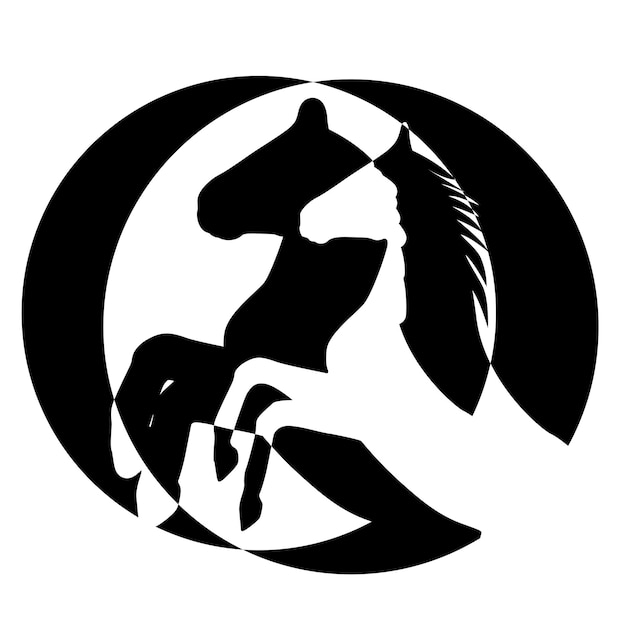 Rearing up horse vector silhouette