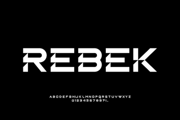 REBEK FONT VECTOR DISPLAY HOOFDLETTERS FUTURISTISCHE TECHNOLOGIE BEWERKBAAR