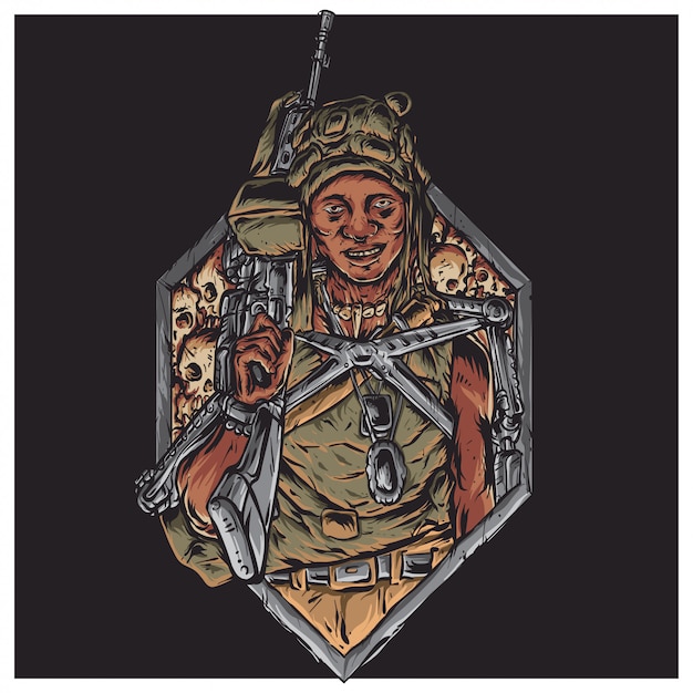 Rebel african army illustration