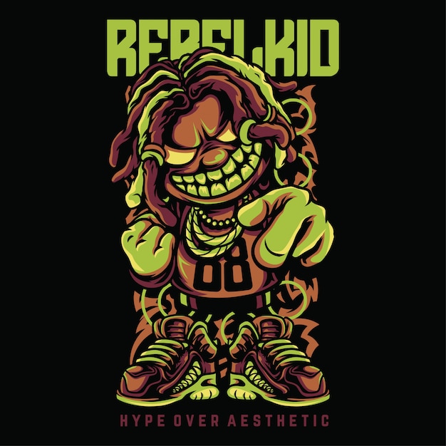 Rebel Kid Hiphop stijl illustratie