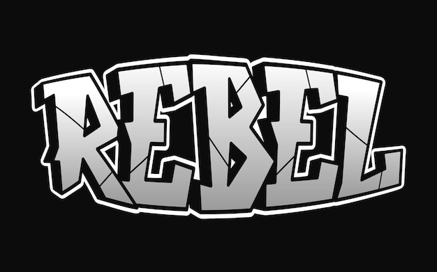 Vector rebel word graffiti style letters