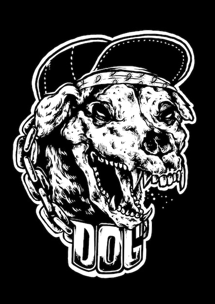 Vettore cane ribelle con cappello logo design vettore