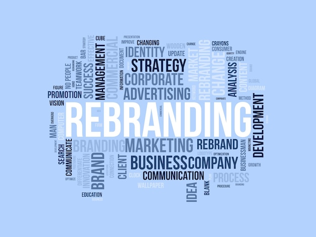 rebranding wordcloud template business concept vector background