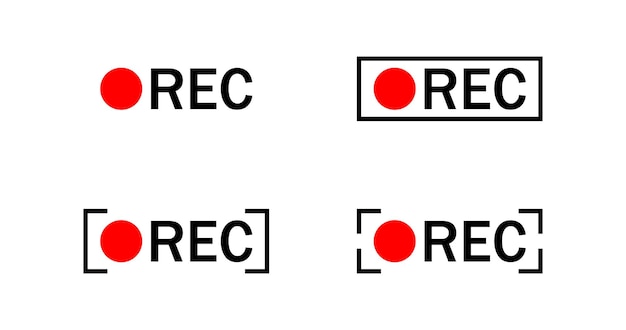 REC icon set Record illustratie symbool teken