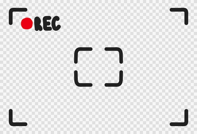 Vettore rec video record doodle interfaccia disegnata a mano doodle rec mirino