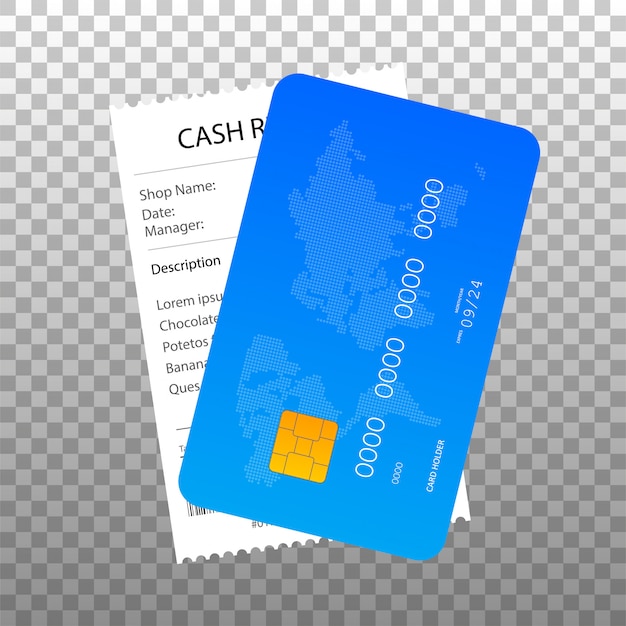 Icona della ricevuta e della carta di credito in uno stile piano isolato.