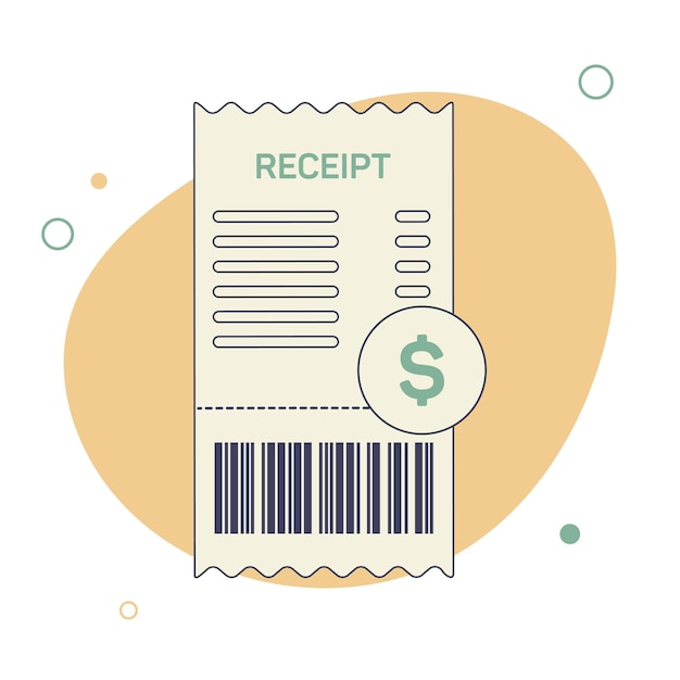 Receipt icon in a flat style invoice sign bill atm template or restaurant paper financial check vector illustration