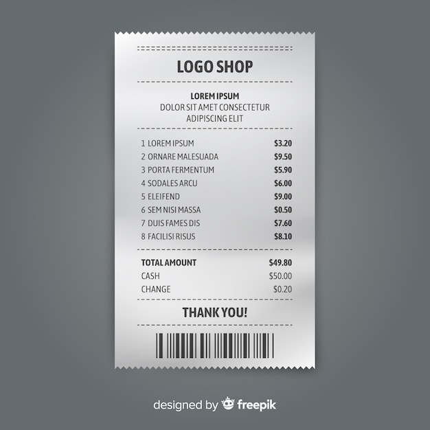 Vector receipt template collection with realistic design