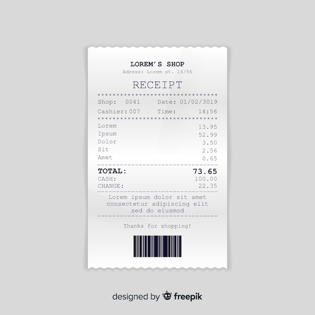 Vector receipt template collection with realistic design