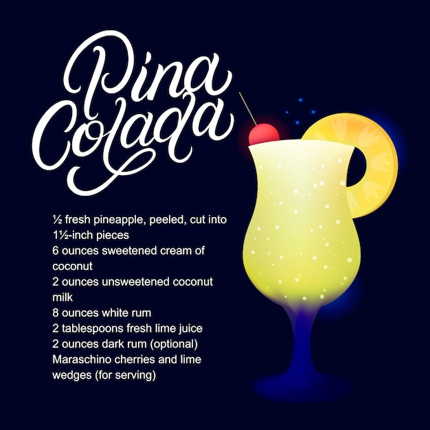 Recept voor cocktail van piña colada alcohol.