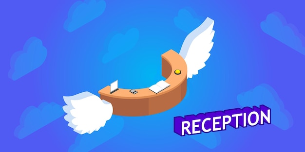Receptie isometrisch ontwerppictogram Vector web illustratie 3d kleurrijk concept