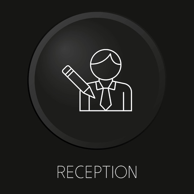 Reception minimal vector line icon on 3D button isolated on black background Premium VectorxA