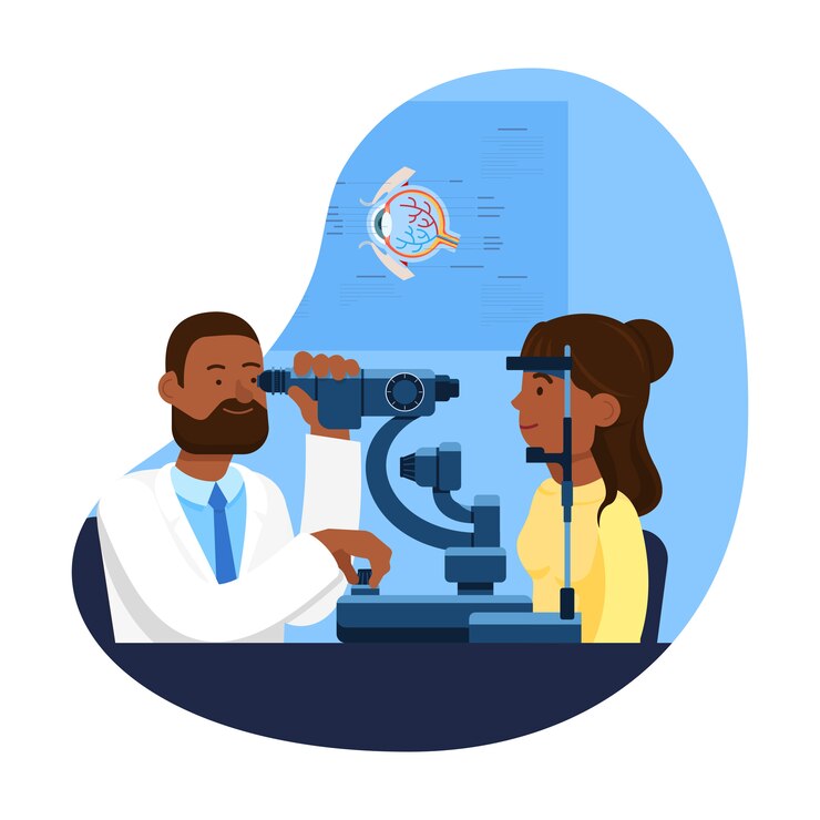Vector reception at ophthalmologist. 