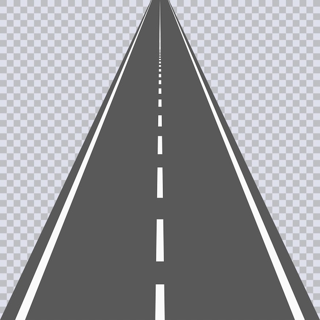 Rechte asfaltweg met witte aftekeningen. Snelweg. Vector illustratie.