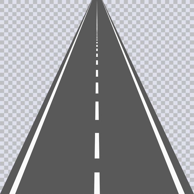 Rechte asfaltweg met witte aftekeningen. Snelweg. Vector illustratie.