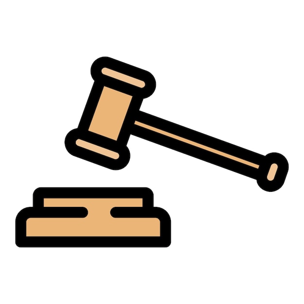 Rechter hamer pictogram Overzicht rechter hamer vector pictogram kleur plat geïsoleerd