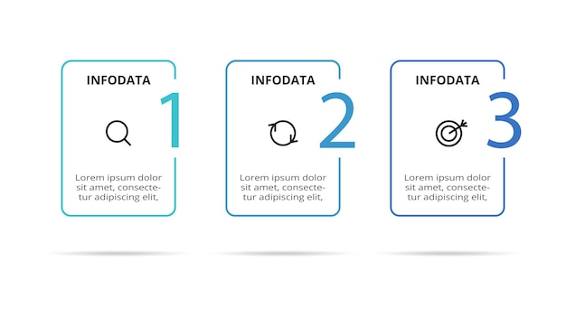 Rechthoeken infographic met 3 stappen opties onderdelen of processen Bedrijfsgegevens visualisatie