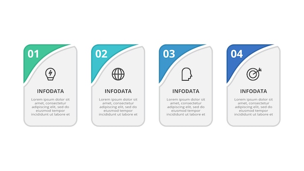 Rechthoeken infographic met 4 stappen opties onderdelen of processen Bedrijfsgegevens visualisatie