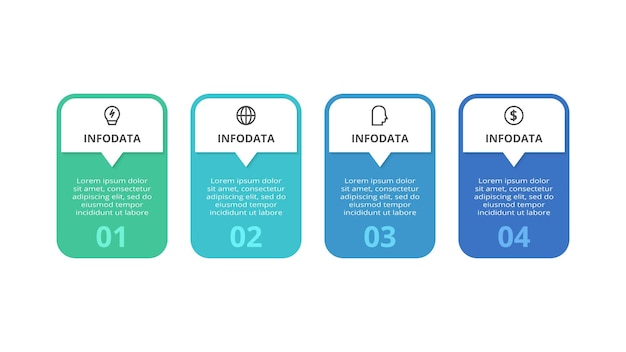 Rechthoeken infographic met 4 stappen opties onderdelen of processen bedrijfsgegevens visualisatie