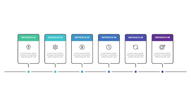 Rechthoeken infographic met 6 stappen opties onderdelen of processen Bedrijfsgegevens visualisatie