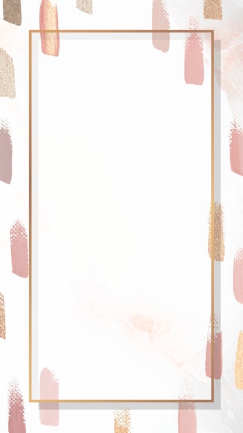 Rechthoekig gouden frame met penseel getextureerde mobiele telefoon behang vector