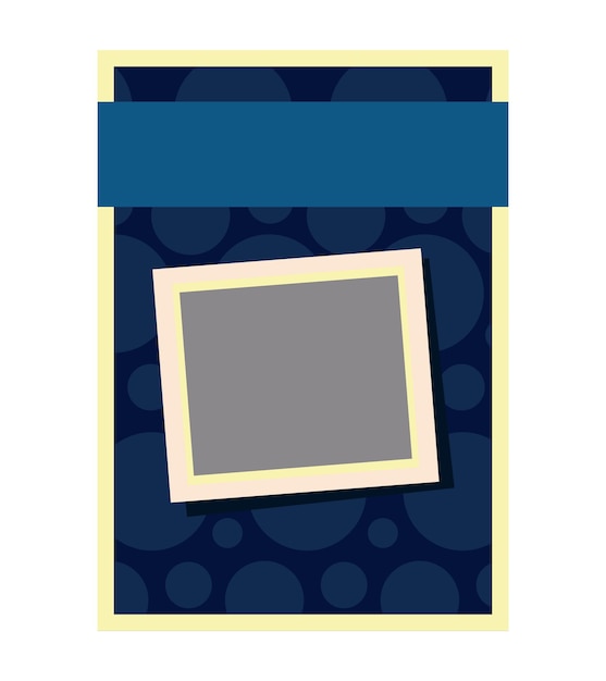 Rechthoekige donkerblauwe vorm met blanco vierkant brochure-elementontwerp