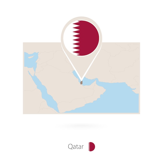 Vector rechthoekige kaart van qatar met pin icon van qatar