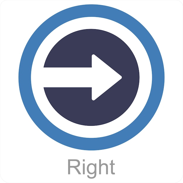 Rechts en richting pictogram concept